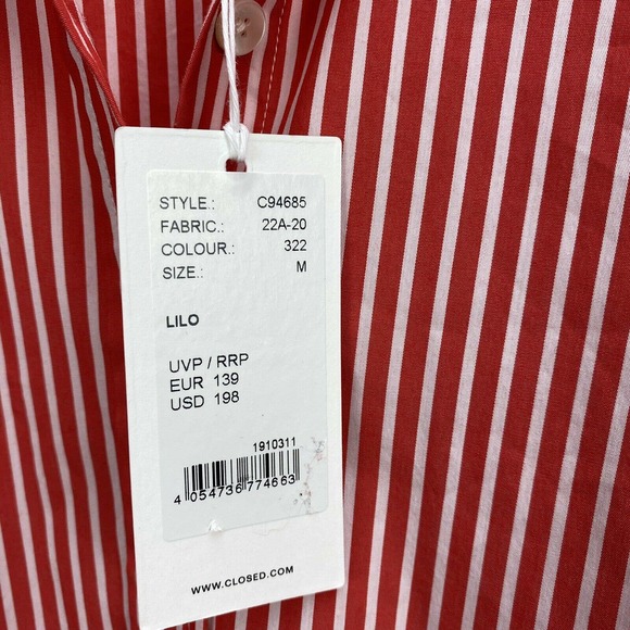 CLOSED Lilo Striped Button front Shirt Red white NWT Sz medium - Picture 6 of 8